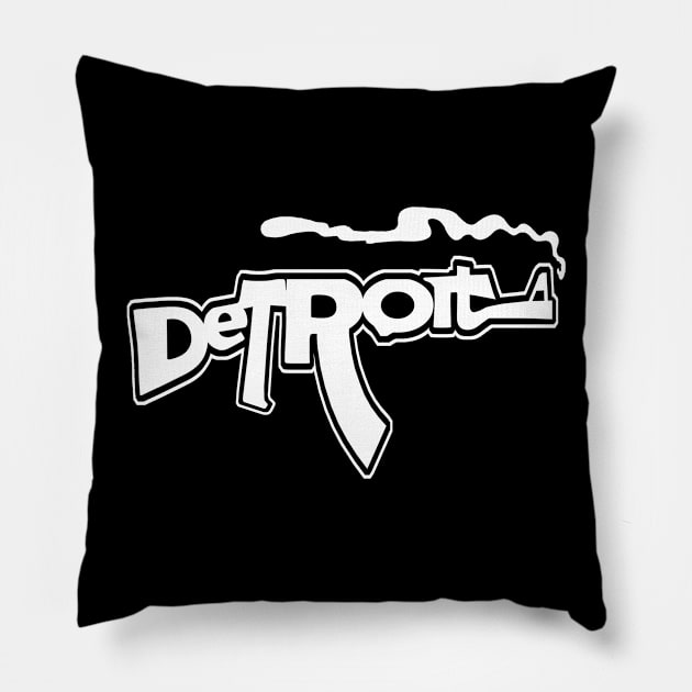 Detroit Smoking Gun (AK Style) Pillow by robotface