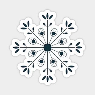 Nordic Inspired Folk Art Snowflake Wheel Magnet
