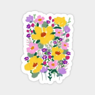 Abstract Wild Flowers Illustration Magnet