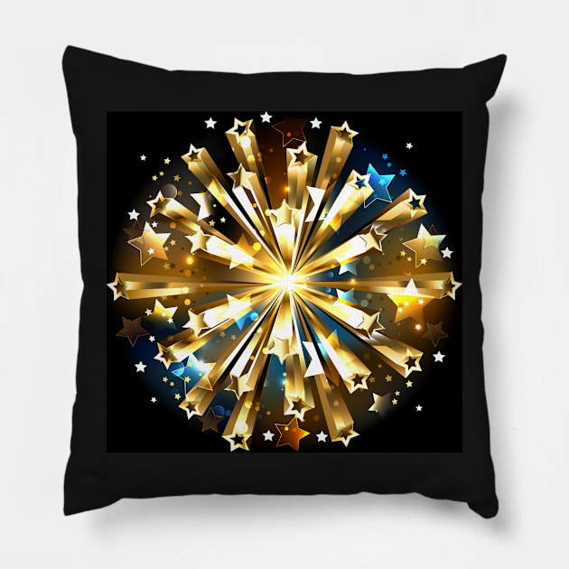 Ball of Gold Stars Pillow by Blackmoon9