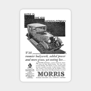 Morris Motors Ltd. - Morris Cowley Saloon - 1931 Vintage Advert Magnet