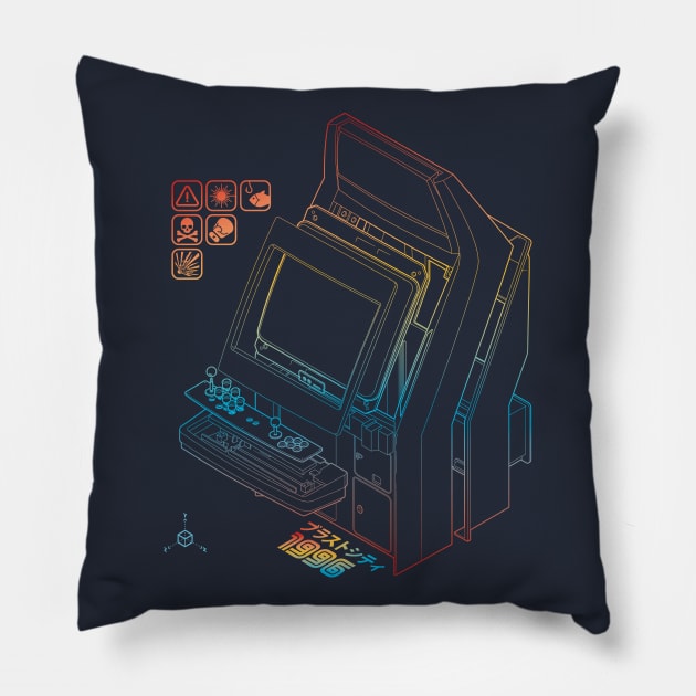 Blueprint Blast City Pillow by mannypdesign