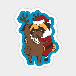 Pug Hugs Christmas Magnet