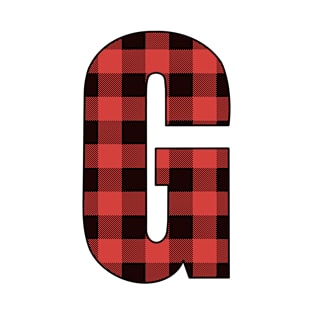 Letter G Monogram Red and Black Buffalo Plaid/Check T-Shirt