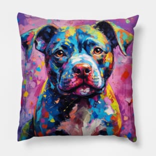 Cute Staffy Painting Pillow