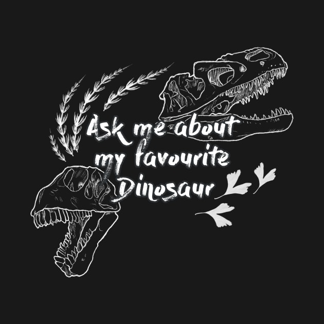 Ask me about my favourite dinosaur in black and white by Interfector