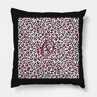 Letter O Monogram & Pink Leopard Print Pillow