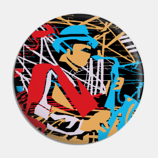 Saxophone Musician Abstract Style Pin