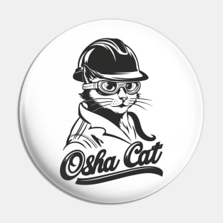 Osha Cat Construction Worker With Hard Hat Safety Funny Osha Rules Blue Collar With For Cute Cat Jokes Lovers Pin