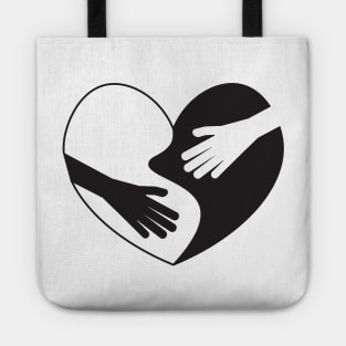 Black White Heart and Hands Tote