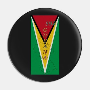 Guyana Flag Design with Phone Area Code and Map Outline Pin