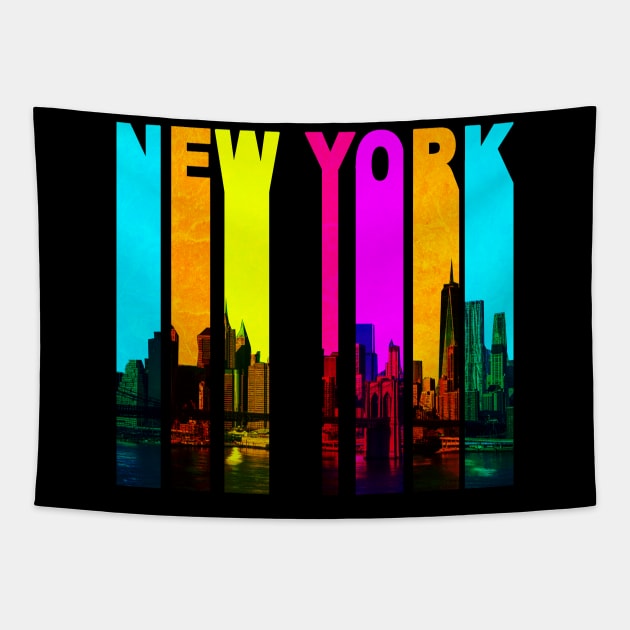 Retro New York Cityscape Skyline Tapestry by phughes1980