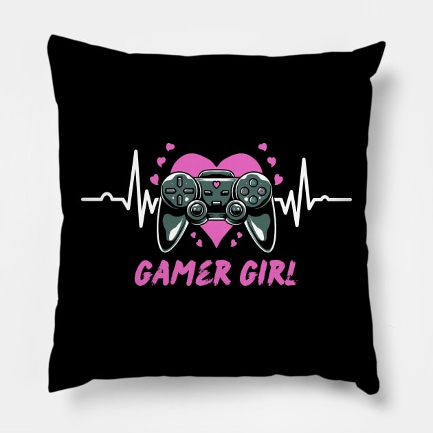 Gamer Girl Gaming Gift Pillow by Teewyld