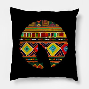 Afro Hair Woman with African Pattern, Black History Pillow