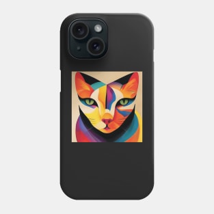 Cat in Colourful Abstract Phone Case