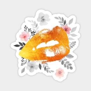 Gold Lips Floral Bohemian Fashion Magnet