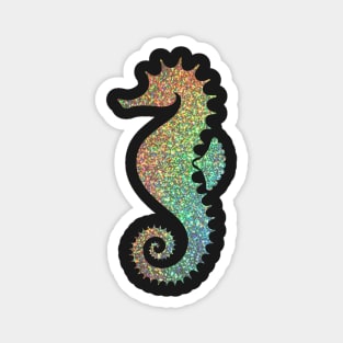 Rainbow Ombre Faux Glitter Seahorse Magnet