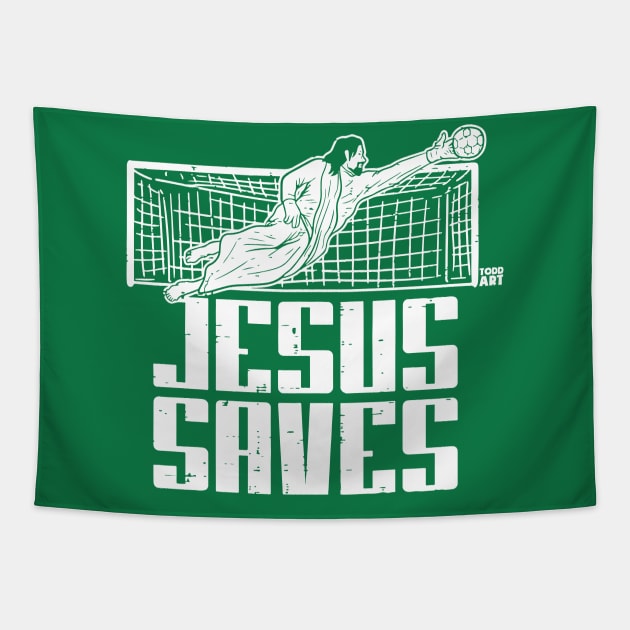 JESUS SAVES Tapestry by toddgoldmanart