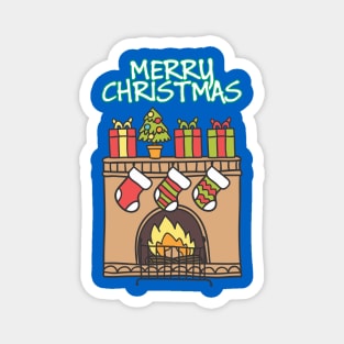 Christmas fire place - Happy Christmas and a happy new year! - Available in stickers, clothing, etc Magnet
