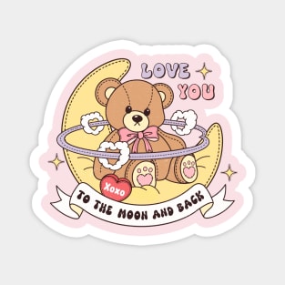 Love You To The Moon And Back XOXO Cute Teddy Bear Magnet