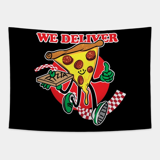 We Deliver Pizza Guy Tapestry by eShirtLabs