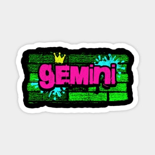 Gemini Retro Graffiti 80s Zodiac Birthday June May Astrology Magnet