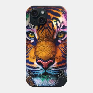 Pop Art Tiger Face In Vibrant Colors - A Unique and Playful Art Print For Animal Lovers Phone Case