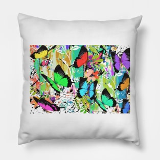 Colorful Papillon - Cute Butterfly - Girlie - Flower Pattern - Butterflies Pillow