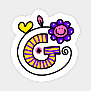 Letter G abc monogram hand drawn colorful alphabet Magnet