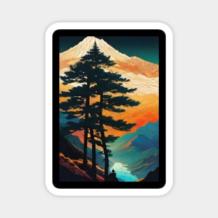 mountain and tree sihlouette Magnet