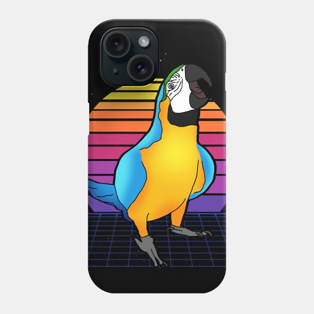 Aesthetic Vaporwave Screaming Blue Yellow Ara Macaw Phone Case by FandomizedRose