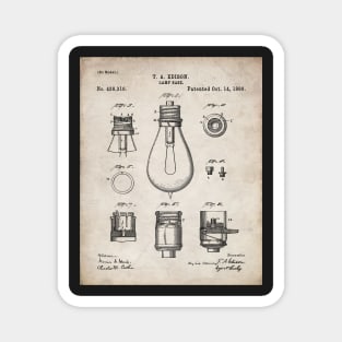 Edison Lamp Patent - New Homeowner Housewarming Decor Art - Antique Magnet