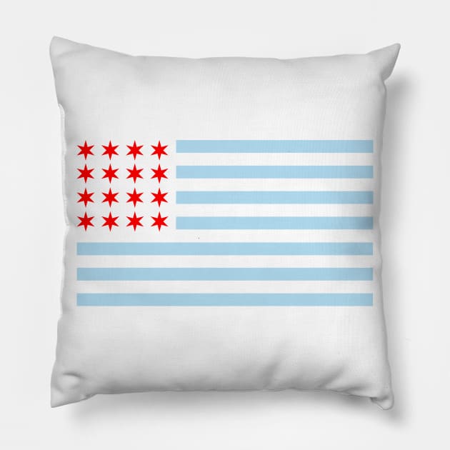 Chicago American Flag with Stars & Stripes Pillow by GreatLakesLocals