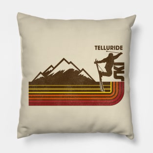 Retro Telluride 70s/80s Style Skiing Stripe Pillow