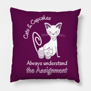 Cats and Cupckes Always Understand the Assignment, Hip hop Pun Pillow