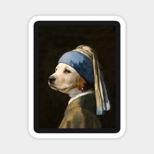 The Labrador with a Pearl Earring - Print / Home Decor / Wall Art / Poster / Gift / Birthday / Labrador Lover Gift / Animal print Canvas Print Magnet