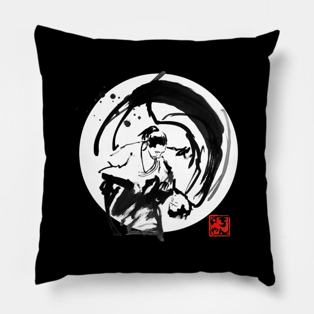 aikido for Black background Pillow by pechane