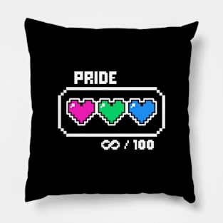 Polysexual Pride Videogame Life Bar Hearts Pillow