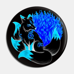 Black and Blue Kitsune Pin