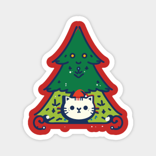 Meowy Catmas - Cute Cat In A Christmas Tree Magnet