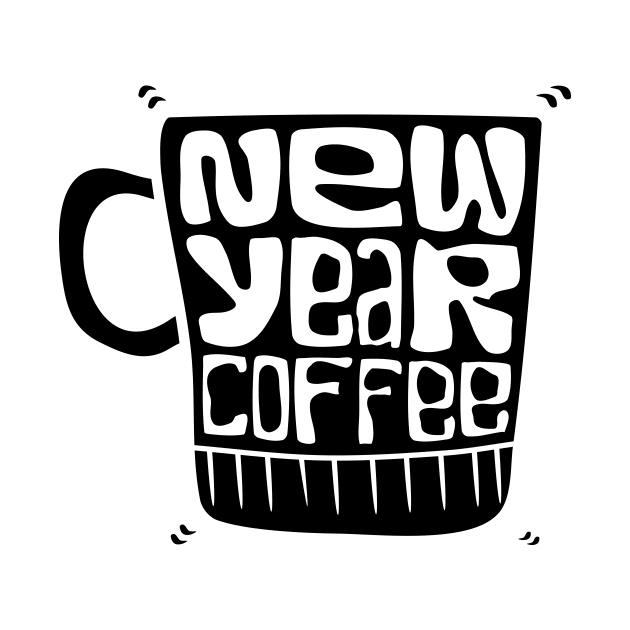 a cup with new year coffee typography by bloomroge