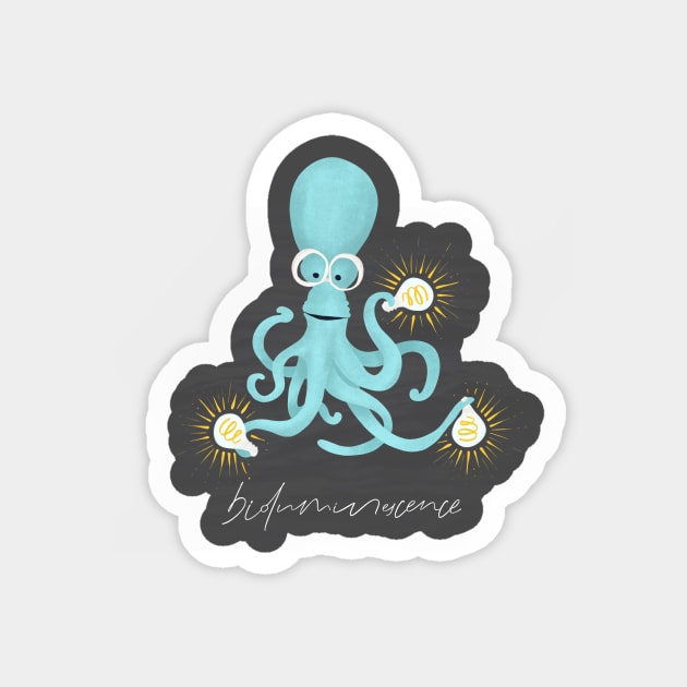 bioluminescence octopus Magnet by Make My Place Shop