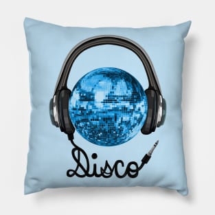 Blue Disco Ball Music Headphones Pillow