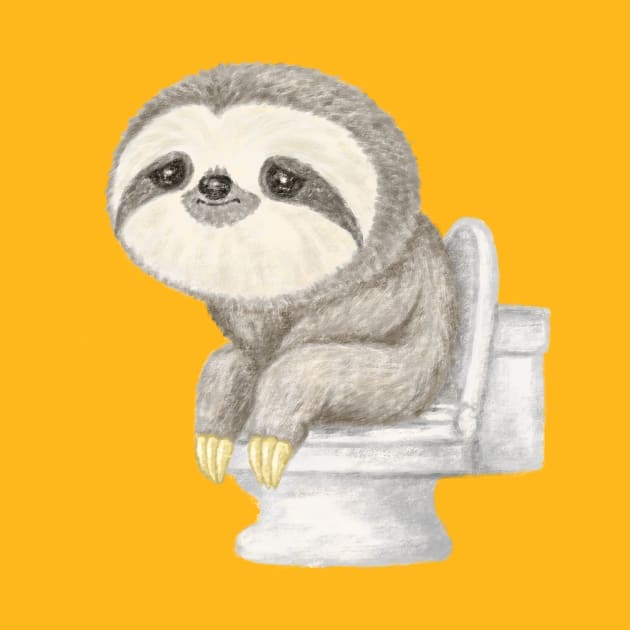 Sloth sitting on the toilet by sanogawa