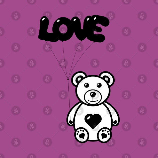 Teddy bear with love's balloons by RomArte