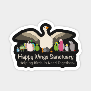 HAPPY WINGS SANCTUARY LOGO - WHITE FONT Magnet