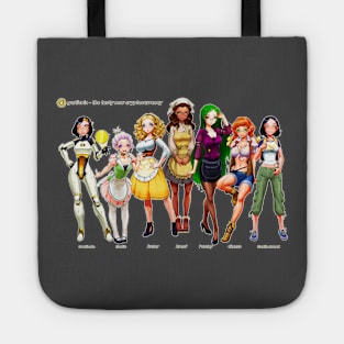 Garlicoin Mascot Girls - Garlicoin, Garlic, Butter, Bread, Parsley, Cheese, and Garlic Bread Tote