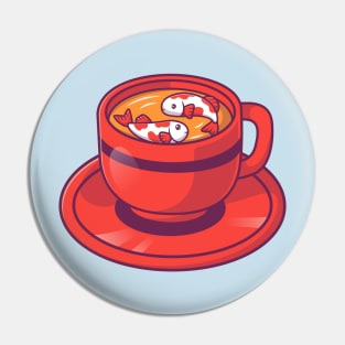 Cute Fish Koi Fish In Cup Tea Cartoon Pin