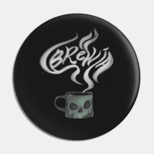 Funny Bruja Coffee Halloween Skull Mug Pin