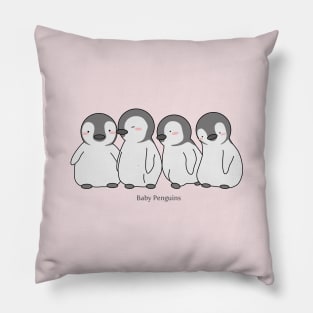 Cute Pink Baby Penguin Drawing Pattern Design Pillow